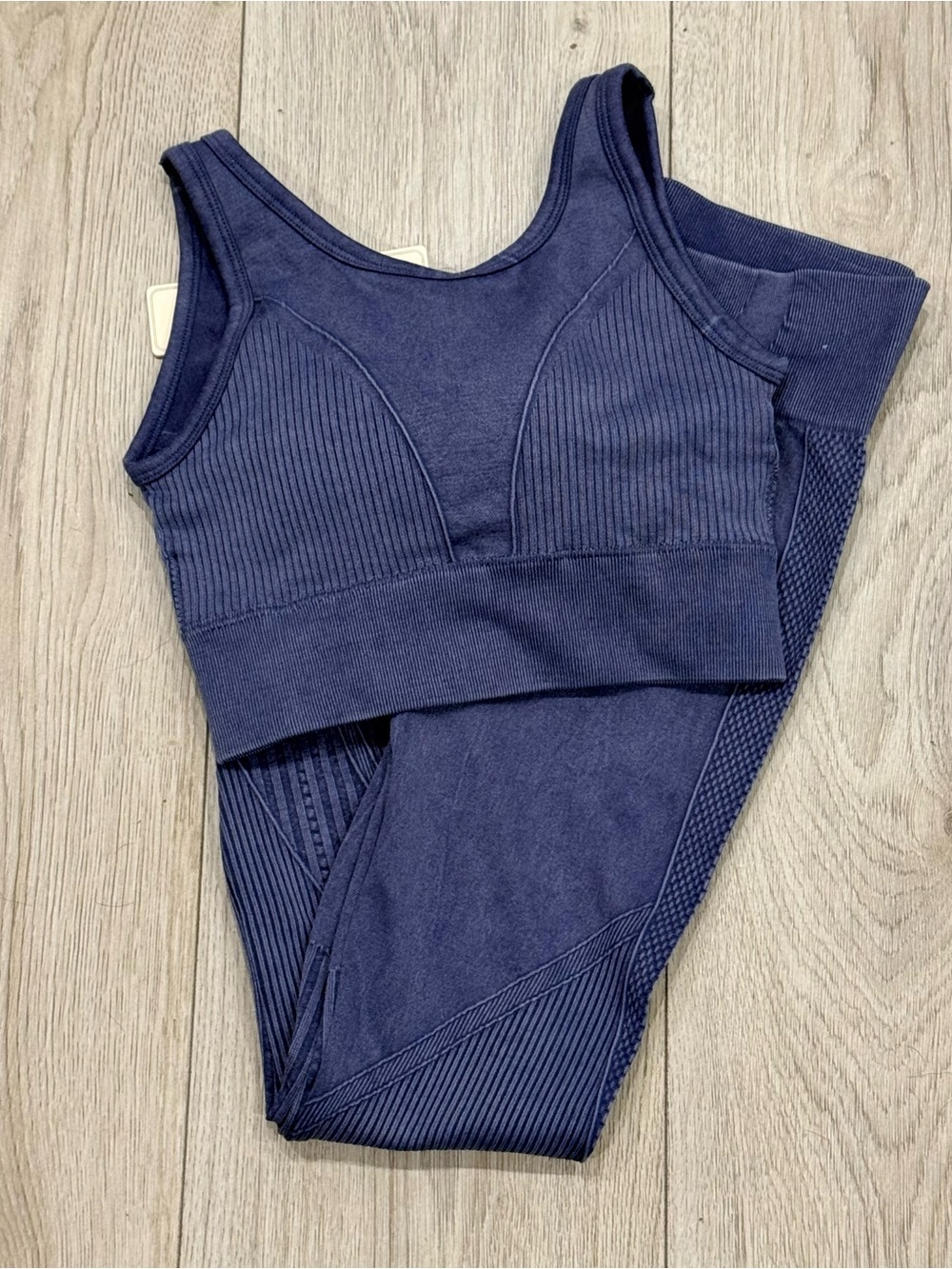 Yelete Seamless Ribbed Workout Set Navy Blue